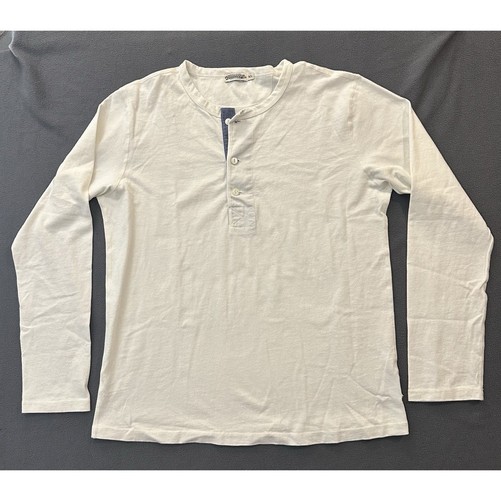 Freenote Cloth 13oz Cotton Knit Henley Shirt White Mens Size XL